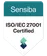 ISO/IEC 27001 certified, issued by Sensiba